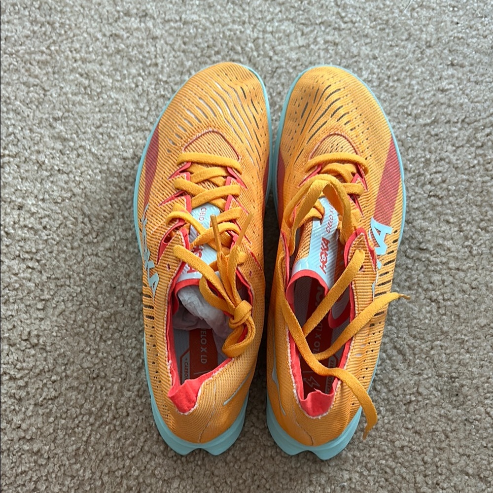 Hoka Vibrant Orange with Blue Accents Sneakers